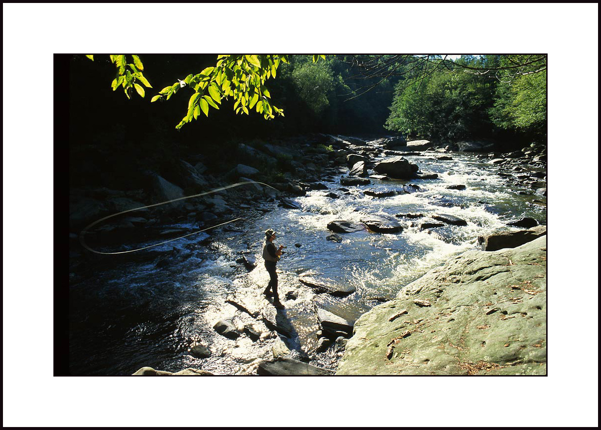 Sample of a fly fishing photograph at Swallow Falls State Park by Deep Creek Lake Photographer , Crede Calhoun